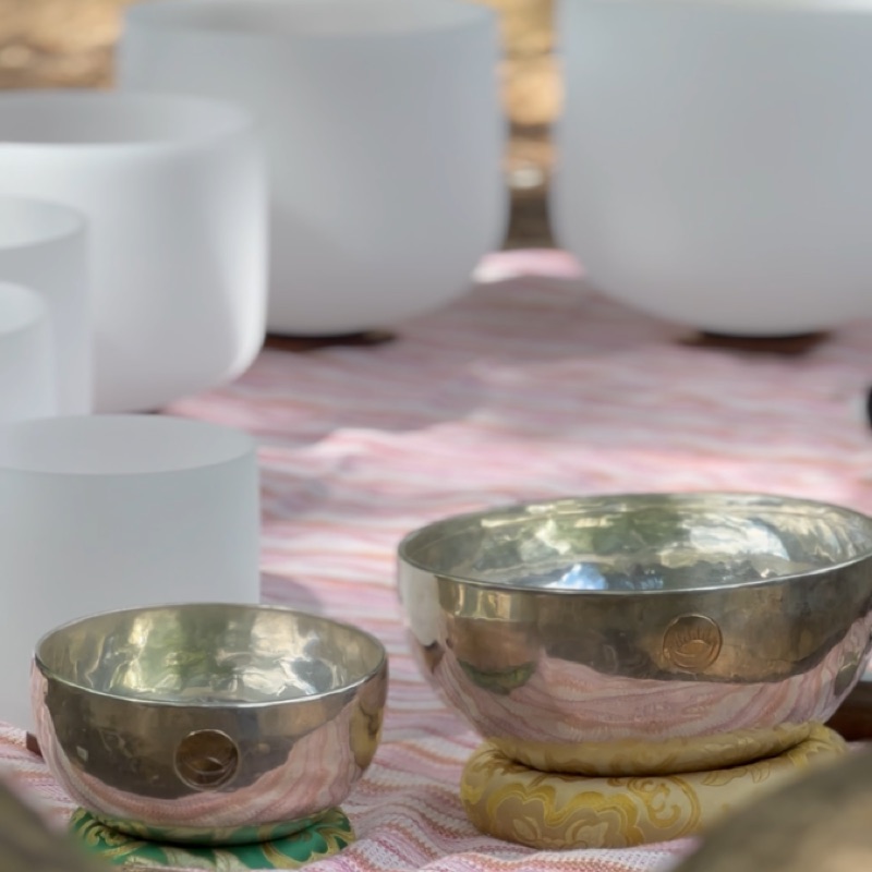 Brass bowls in warm light